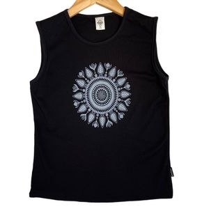 Prana Black Tank Top with White Mandala Design